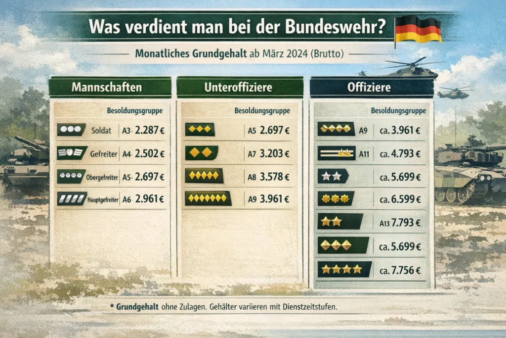 Was verdient man bei der Bundeswehr?
