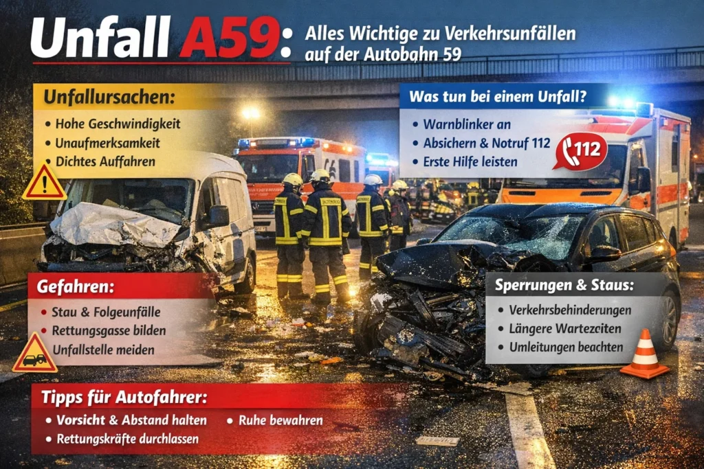 Unfall A59: Alles Wichtige zu Verkehrsunfällen auf der Autobahn 59